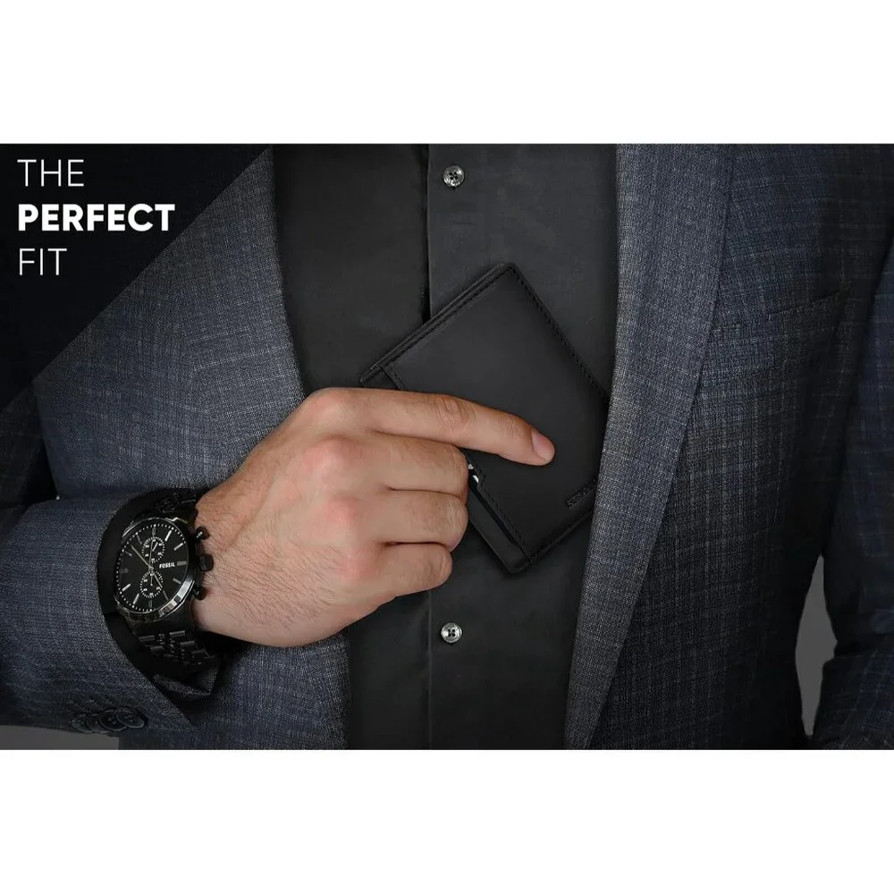 Wallets for Men Slim Mens leather RFID Blocking Minimalist Card Front Pocket